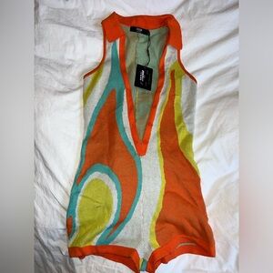 Jaded Orange Abstract Romper